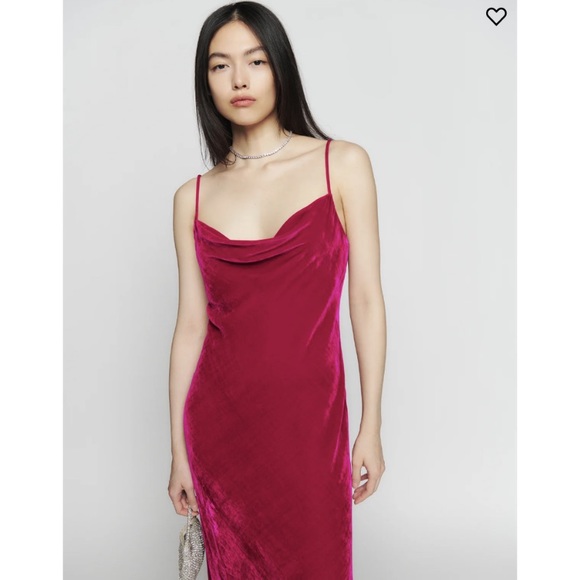 Reformation Salamanca Dress In Rhubarb Velvet 6 NWT - Picture 3 of 12